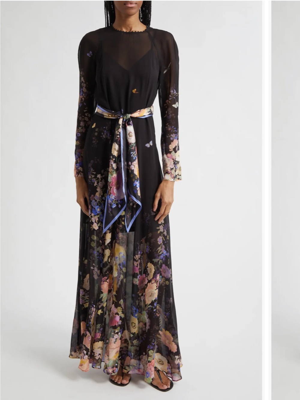 Zimmermann Luna Long Sleeve Maxi Dress Black Floral Long-Sleeve Maxi Dress Sz 1